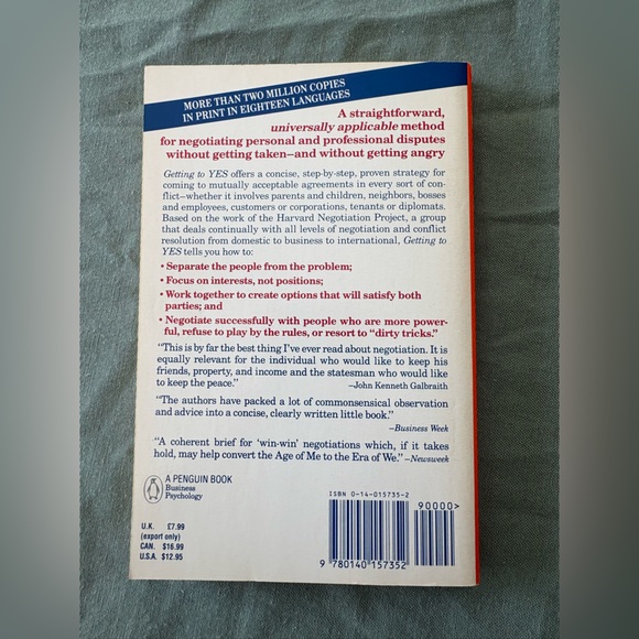Getting to Yes Paperback Book - Picture 2 of 4